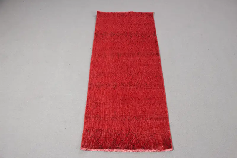 Roter, schwarzer geometrischer Blumenteppich, 1,8 x 4,4 Fuß