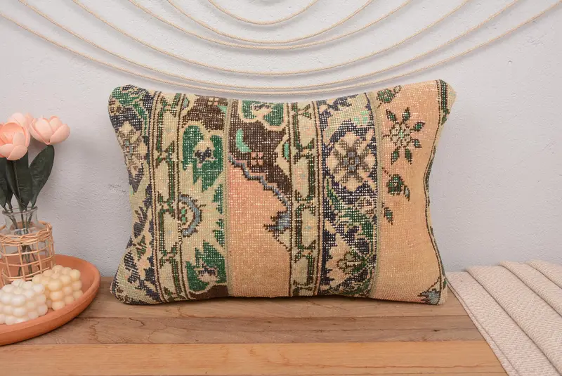 Cushion Cover, Hippie Throw Pillow, 16x24 Orange Pillow, Chair Cushion, Kilim Pillow Cover, Pillow for Sofa, Vintage Kilim Throw Pillow - 2
