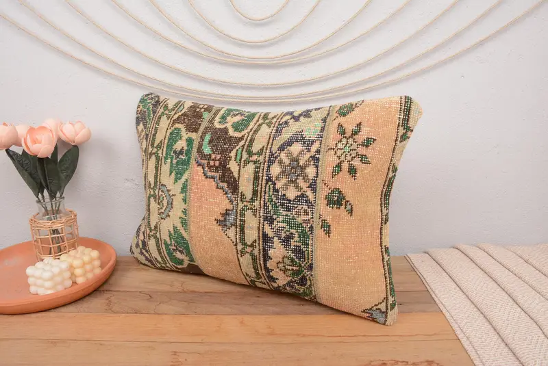 Cushion Cover, Hippie Throw Pillow, 16x24 Orange Pillow, Chair Cushion, Kilim Pillow Cover, Pillow for Sofa, Vintage Kilim Throw Pillow - 4