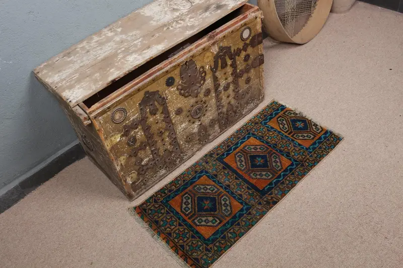 Alfombra Vibrante de 1,3x2,8 ft, Patrones Florales y Geométricos