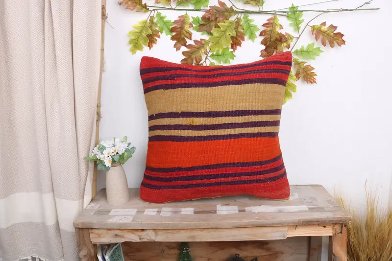 Home Decor Pillow, 20x20 Red Pillow Cover, Antique Pillows, Nautical Throw Cushion Cover, Accent Pillow Cover, Cushion, Turkish Pillow - 1