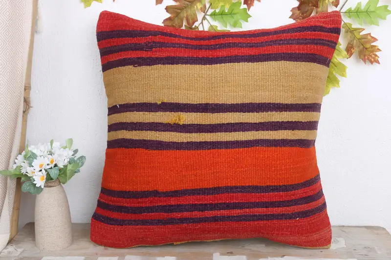 Home Decor Pillow, 20x20 Red Pillow Cover, Antique Pillows, Nautical Throw Cushion Cover, Accent Pillow Cover, Cushion, Turkish Pillow - 2