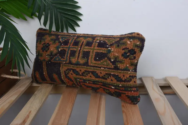 Custom Pillow Cover, Cushion Cover, Turkish Pillow, Vintage Kilim Pillow, Antique Pillows, Chair Cushion, Sustainable Pillow Sham, 8x16 Blue Cushion - 5