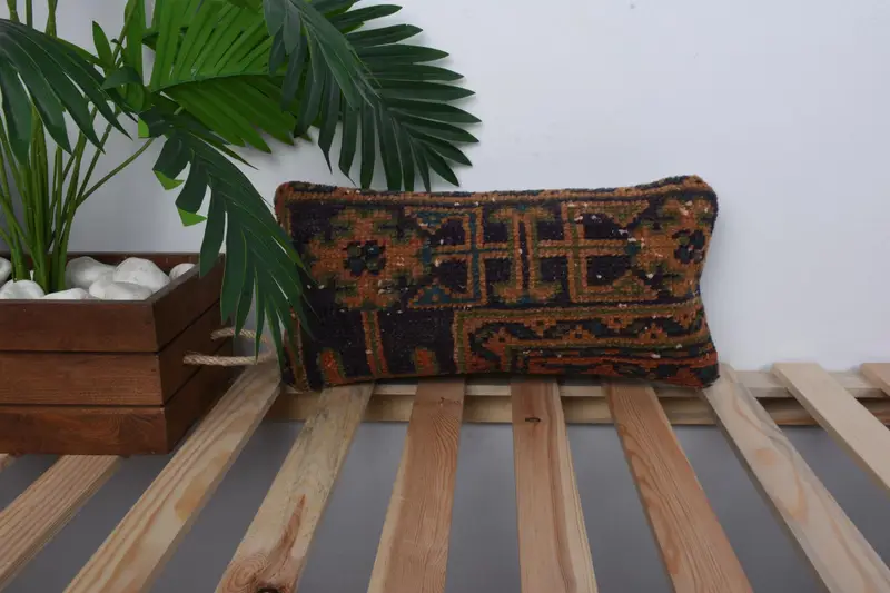 Custom Pillow Cover, Cushion Cover, Turkish Pillow, Vintage Kilim Pillow, Antique Pillows, Chair Cushion, Sustainable Pillow Sham, 8x16 Blue Cushion - 1