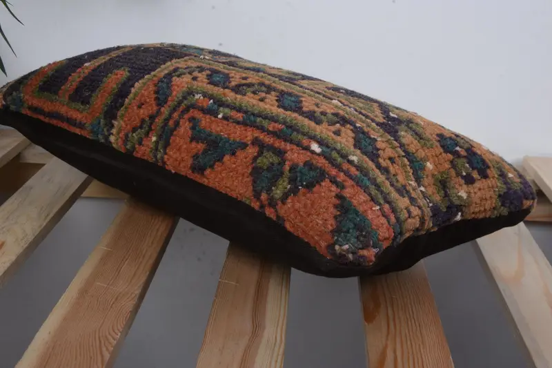 Custom Pillow Cover, Cushion Cover, Turkish Pillow, Vintage Kilim Pillow, Antique Pillows, Chair Cushion, Sustainable Pillow Sham, 8x16 Blue Cushion - 6