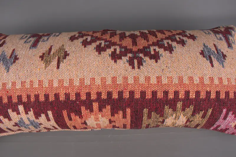 Pillow Cover, Kilim Cushion Sham, 16x36 Red Pillow Sham, Boho Pillow, Handwoven Pillow, Vintage Pillow, Wholesale Pillow, Neutral Throw Pillow - 7