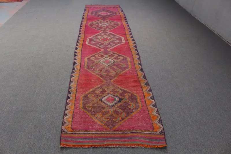 Pembe Oryantal Halı, Mor Desenli 12,9x12,86 ft