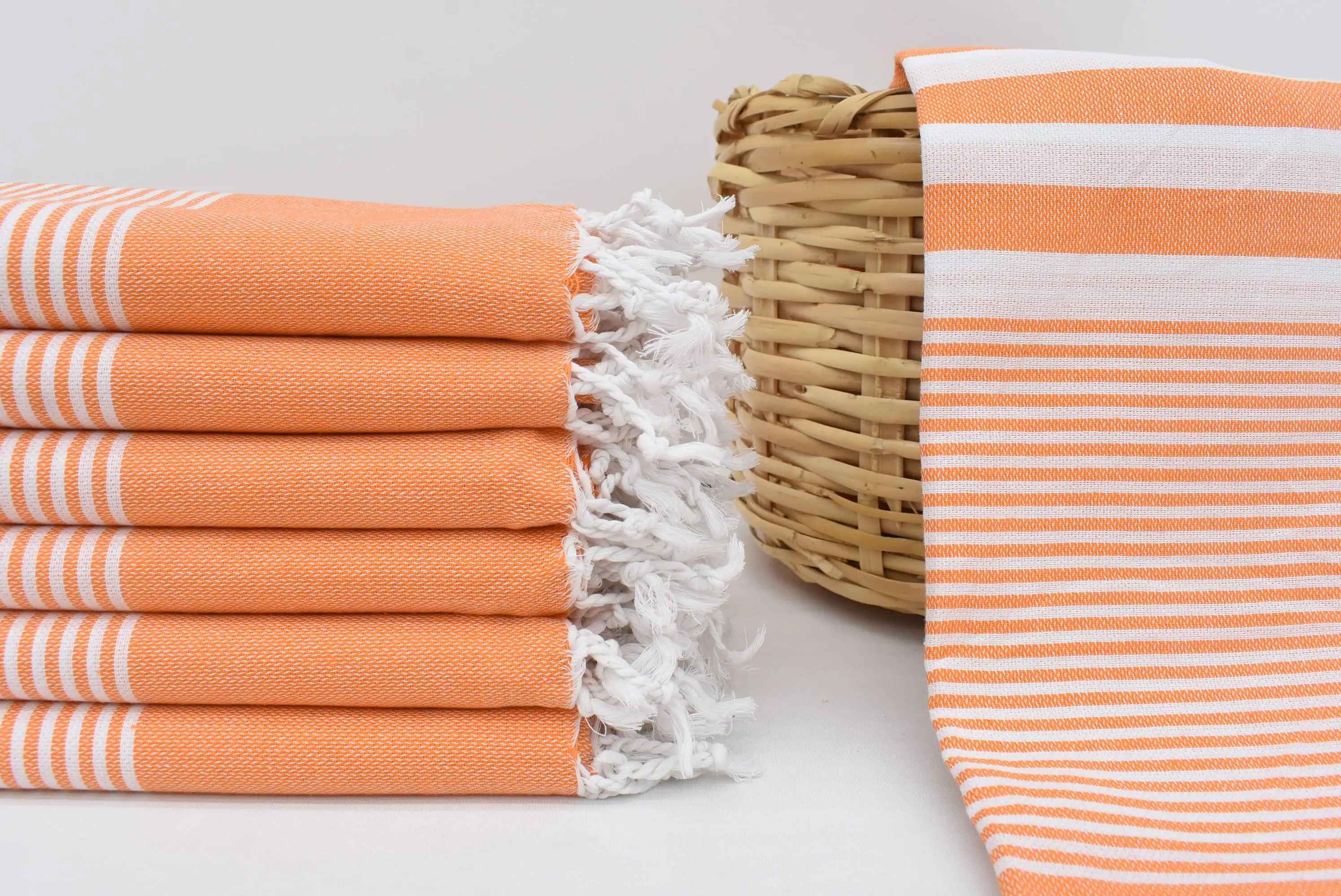 Personalized Orange Striped Towel, Organic Cotton, 70x40 Inches - 1