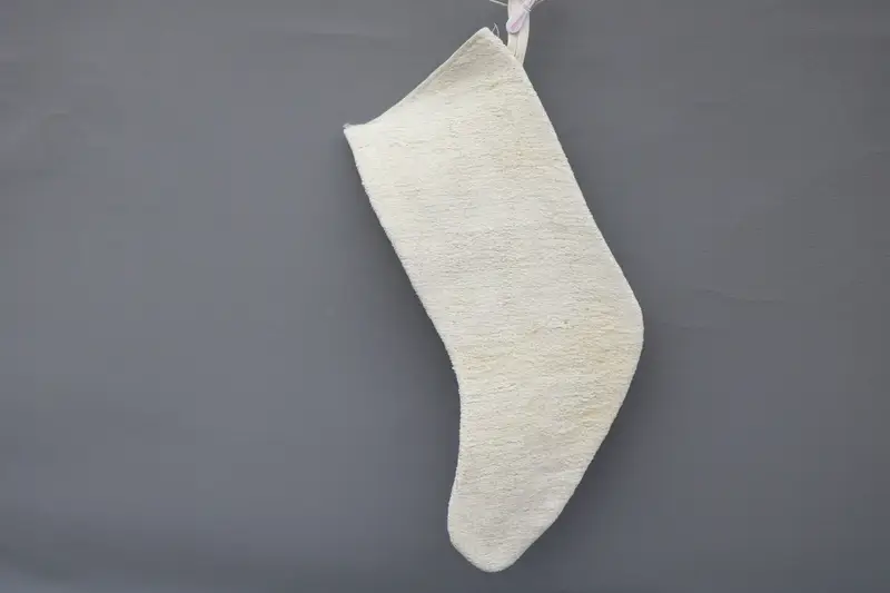 Süslü Desenli Bej Noel Çorabı, Şenlikli Tatil Çorabı