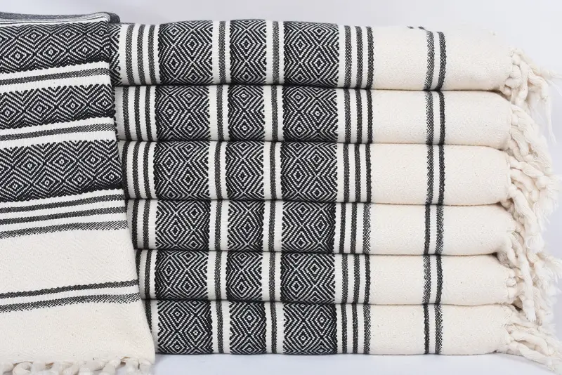 Hand Towel Personalized Organic Cotton Red Black Diamond, 40x18 Inches