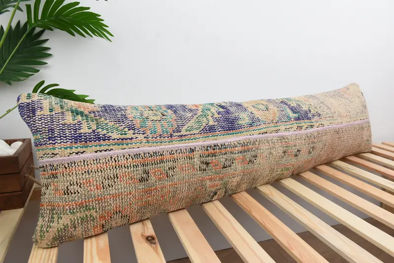 Home Decor Pillow, Vintage Pillow, Vintage Throw Cushion Cover, Cushion Case, Turkish Pillow, Luxury Cushion Case, 12x48 Blue Pillow Case - 4