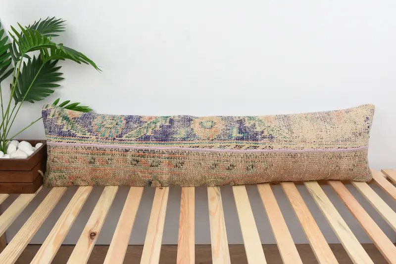 Home Decor Pillow, Vintage Pillow, Vintage Throw Cushion Cover, Cushion Case, Turkish Pillow, Luxury Cushion Case, 12x48 Blue Pillow Case - 1