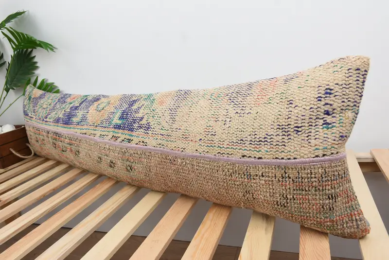 Home Decor Pillow, Vintage Pillow, Vintage Throw Cushion Cover, Cushion Case, Turkish Pillow, Luxury Cushion Case, 12x48 Blue Pillow Case - 5