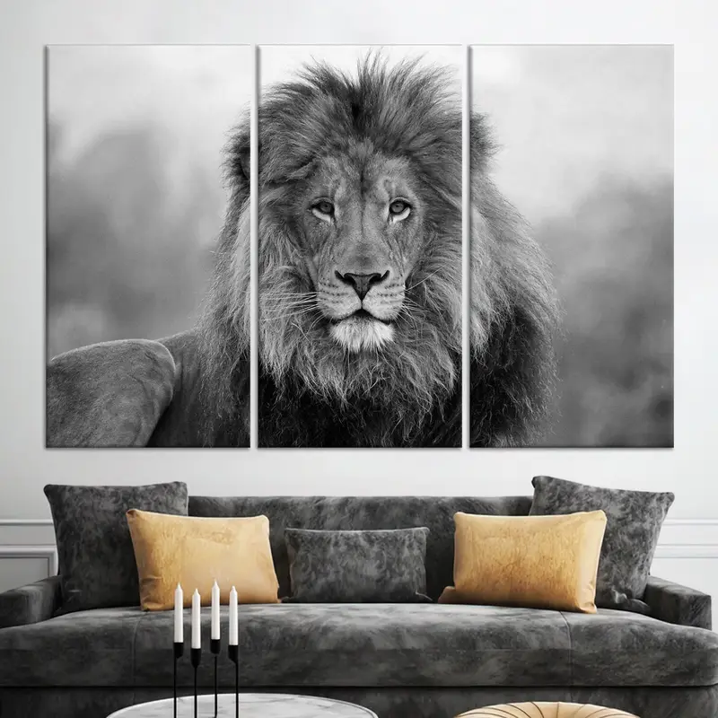Wild Lion Majesty: Printed Canvas for Wildlife Loft Decor