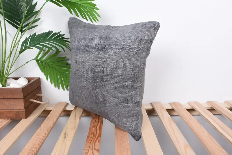 Vintage Pillow, 16x16 Gray Pillow Cover, Pillow, Vintage Kilim Pillow, Interior Designer Pillow, Kilim Pillow, Neutral Cushion Cover - 5