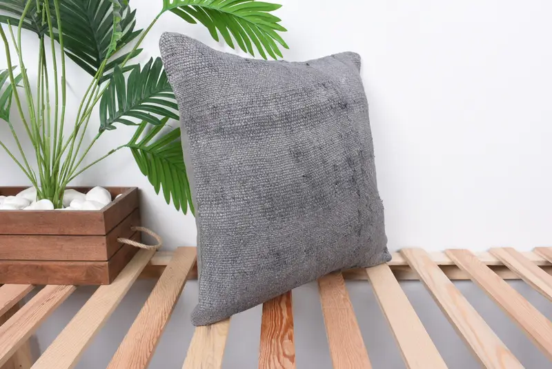 Vintage Pillow, 16x16 Gray Pillow Cover, Pillow, Vintage Kilim Pillow, Interior Designer Pillow, Kilim Pillow, Neutral Cushion Cover - 4