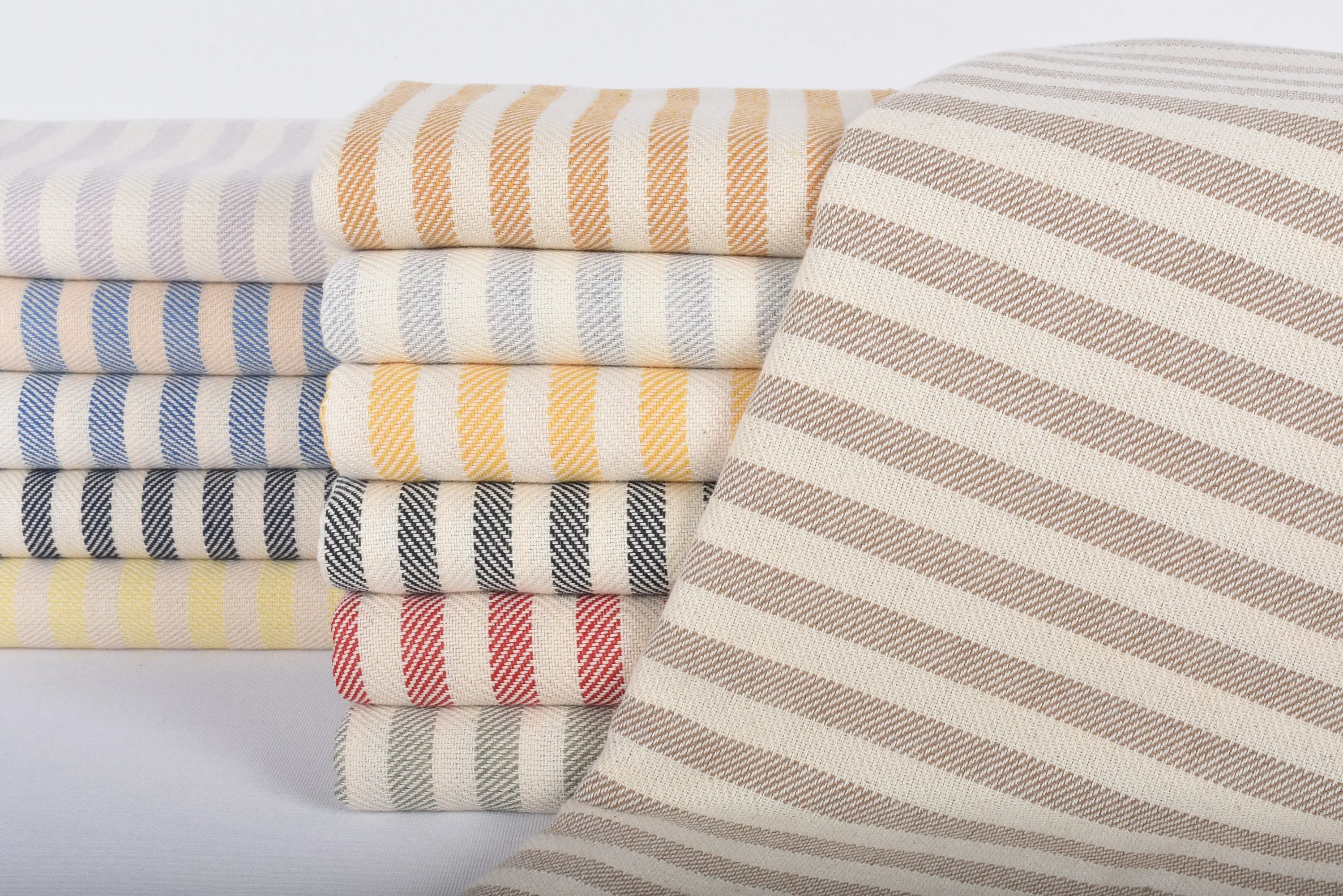 Personalized Beach Towel Red Striped, Organic Cotton, 70x40 Inches - 1