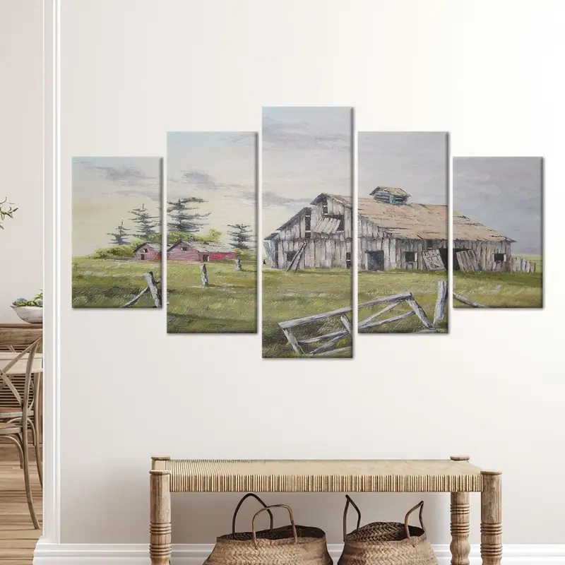 Impresión en lienzo de granja rústica: elegancia primitiva para el hogar