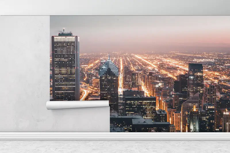 Custom Wall Paper, Bright Wall Paper, City Landscape Canvas Wall Print, , Paper Wall Art, City Landscape Wall Decor, - 1