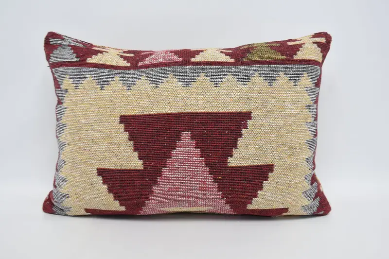 Kilim Pillow Cover, 16x24 Yellow Pillow Case, Outdoor Patio Cushion, Bench Pillow, Pillow for Sofa, Cushion Cover, Ethnical Kilim Rug Pillow - 1