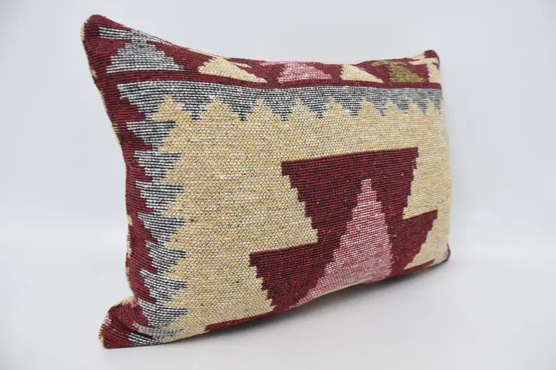 Kilim Pillow Cover, 16x24 Yellow Pillow Case, Outdoor Patio Cushion, Bench Pillow, Pillow for Sofa, Cushion Cover, Ethnical Kilim Rug Pillow - 3