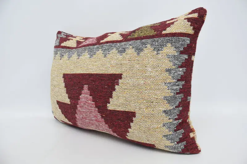 Kilim Pillow Cover, 16x24 Yellow Pillow Case, Outdoor Patio Cushion, Bench Pillow, Pillow for Sofa, Cushion Cover, Ethnical Kilim Rug Pillow - 4