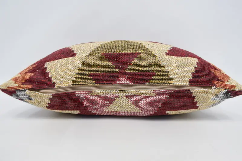 Kilim Pillow Cover, 16x24 Yellow Pillow Case, Outdoor Patio Cushion, Bench Pillow, Pillow for Sofa, Cushion Cover, Ethnical Kilim Rug Pillow - 6