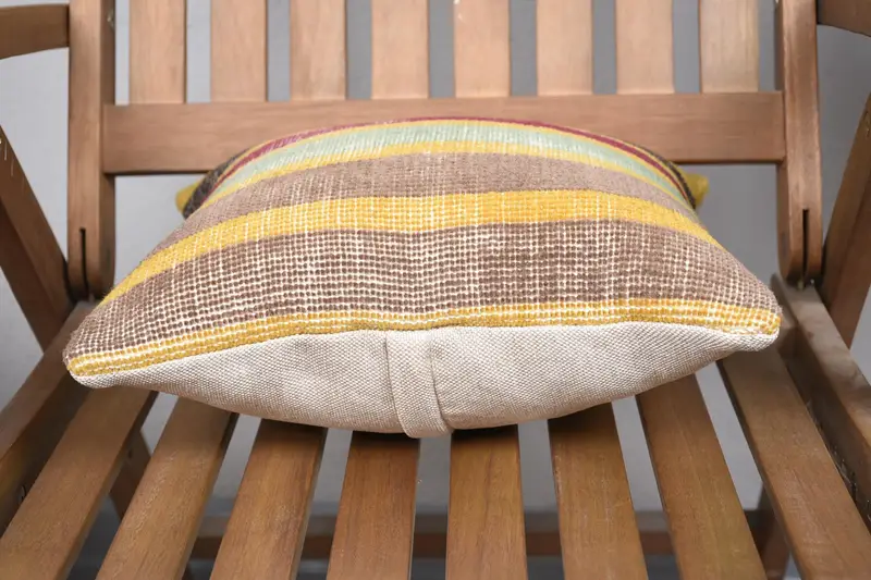 Antique Pillows, Turkish Bench Pillow Case, 14x14 Yellow Pillow Sham, Colorful Cushion, Ethnical Kilim Rug Pillow, Turkish Pillow, Pillow Case - 5