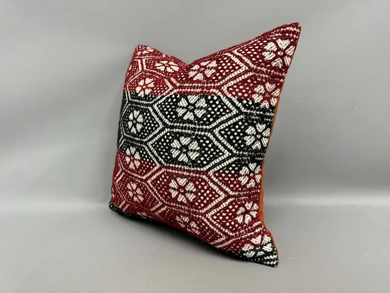 Antique Pillows, Gift Pillow, 18x18 Red Cushion Case, Home Decor Pillow, Patio Pillow Cover, Cozy Throw Cushion, Pillow Case - 3
