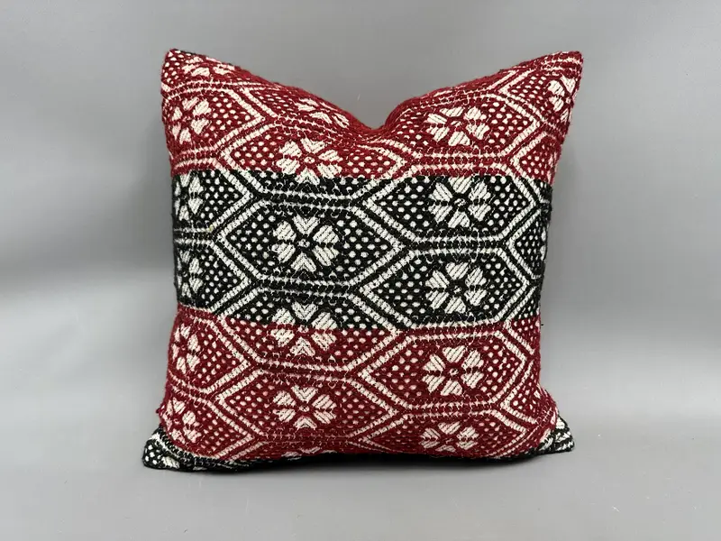Antique Pillows, Gift Pillow, 18x18 Red Cushion Case, Home Decor Pillow, Patio Pillow Cover, Cozy Throw Cushion, Pillow Case - 1