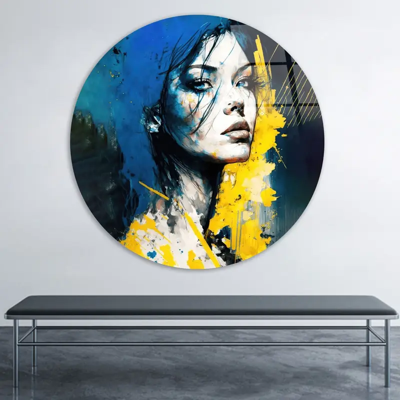 Trendy Yellow & Blue Abstract Canvas for Girl Room