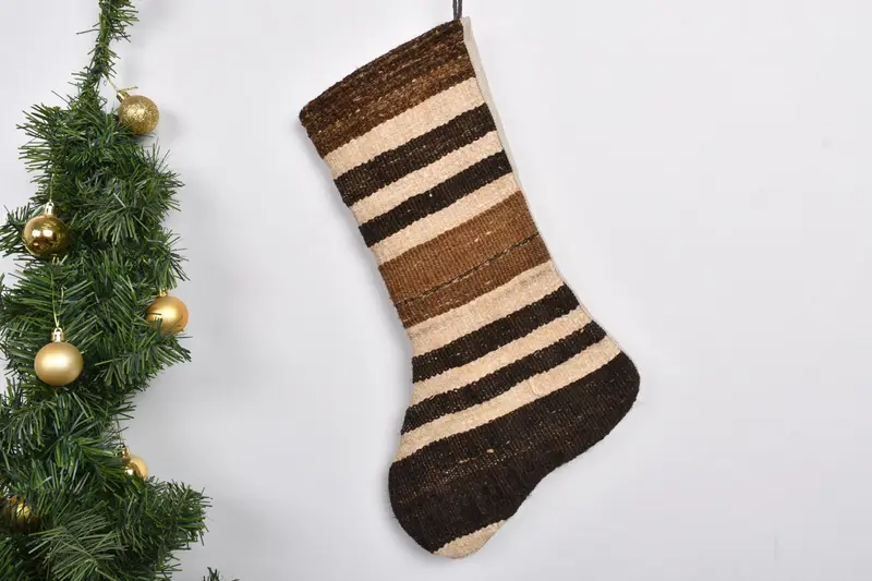 Patrón de adornos navideños, calcetín de dulces bohemio de 7 pulgadas