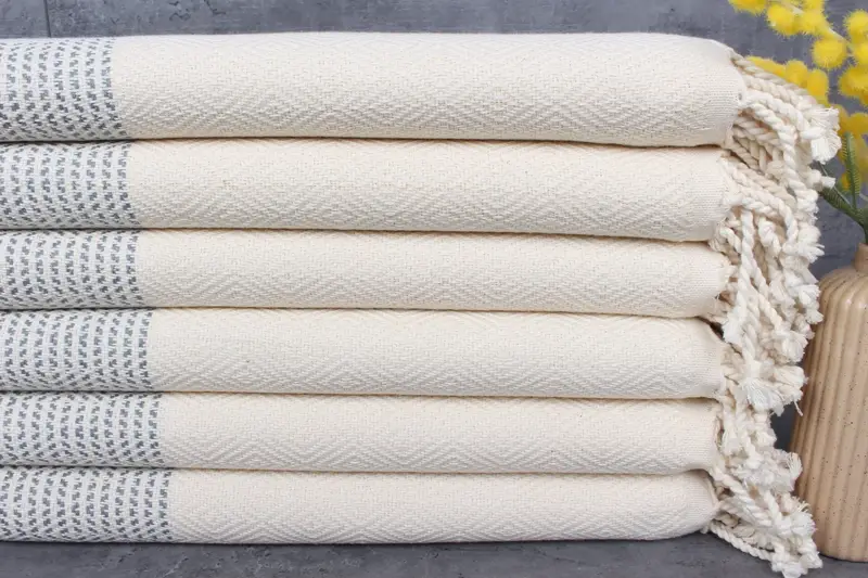 Turkish Bath Towel Dark Gray Diamond Peshtemal, 40x71 Inches