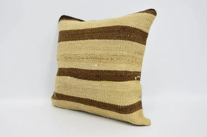 Natural Cushion Case, Vintage Kilim Pillow, Kilim Pillow Cover, 16x16 Beige Pillow Sham, Cushion Case, Pillow for Sofa, Natural Cushion Cover - 4