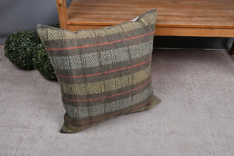 24x24 Yellow Cushion Case, Luxury Pillow Cover, Vintage Kilim Throw Pillow, Kilim Pillow, Pillow Sham, Custom Pillow, Kilim Pillow Cover - 7