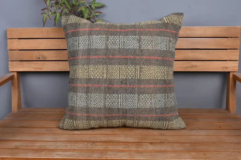 24x24 Yellow Cushion Case, Luxury Pillow Cover, Vintage Kilim Throw Pillow, Kilim Pillow, Pillow Sham, Custom Pillow, Kilim Pillow Cover - 6
