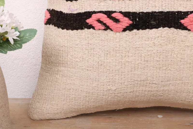 Ethnical Kilim Rug Pillow, Turkish Corner Pillow Case, 16x16 White Pillow, Pillow Cover, Square Throw Pillow, Kilim Cushion Sham, Gift Pillow - 3
