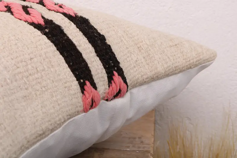 Ethnical Kilim Rug Pillow, Turkish Corner Pillow Case, 16x16 White Pillow, Pillow Cover, Square Throw Pillow, Kilim Cushion Sham, Gift Pillow - 6