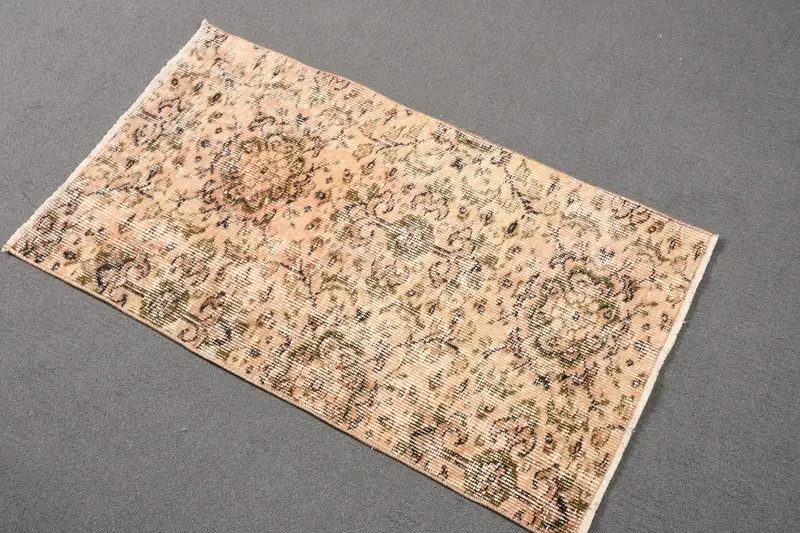 1.8x3.2 ft Vintage Small Rug, Turkish Brown Ombré Rug - 1