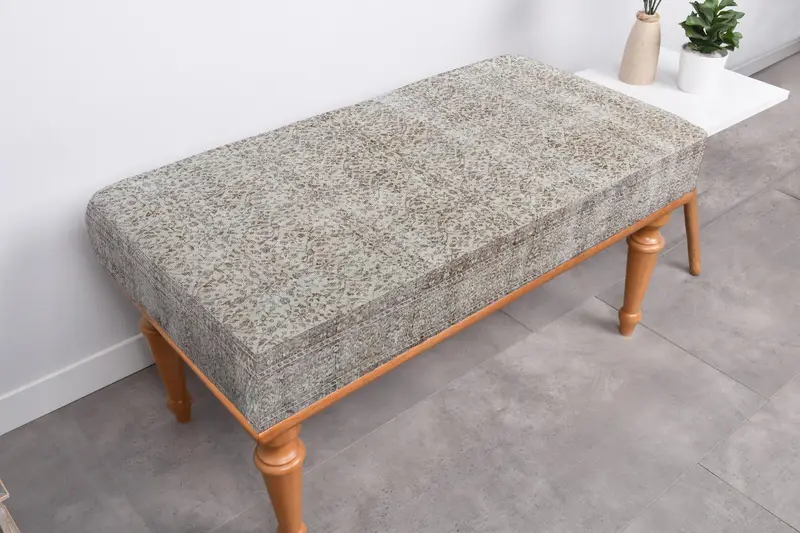 Coastal Kilim-Inspired Ottoman, Versatile & Comfortable Ottoman