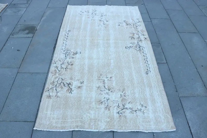 Alfombra Marroquí Marrón, 3,5x6,3ft Acento Beige