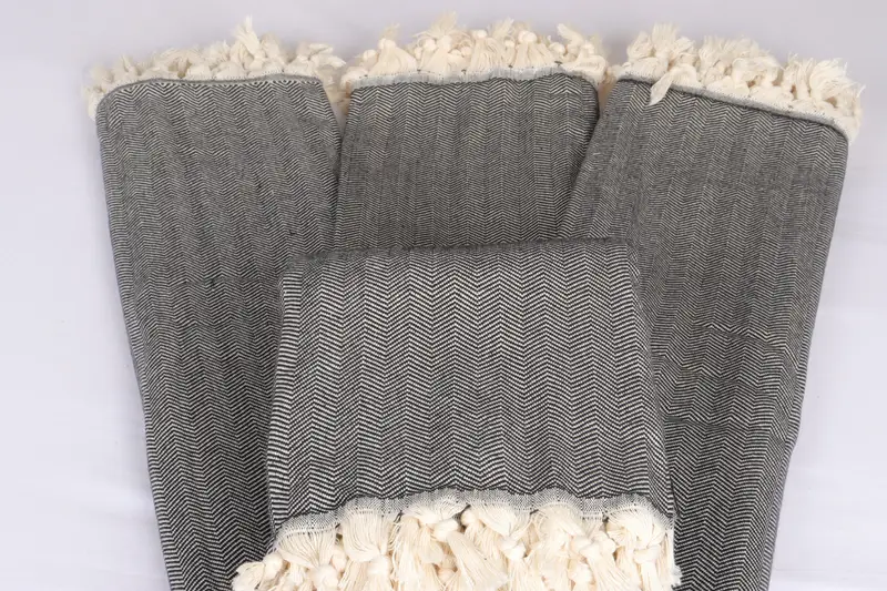 Monogram Blanket, Best Friend Gift, Organic Throw, Decorative Blanket, Beach Theme Wedding Gift, 100x80 Cotton Herringbone Towel, Bridal Shower Gift - 5