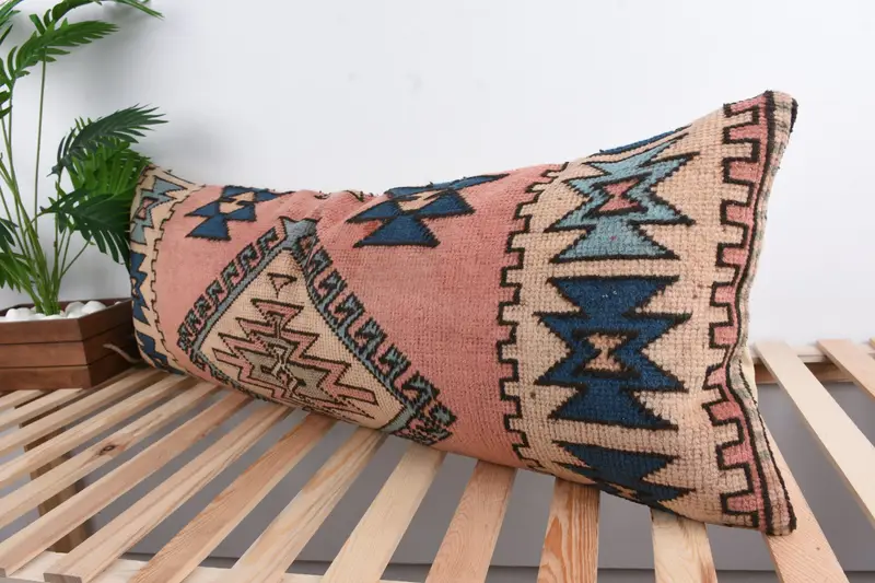 Vintage Kilim Throw Pillow, Turkish Kilim Pillow, Throw Kilim Pillow, Pillow Case, Retro Throw Cushion, Sofa Cushion, 16x43 Red Cushion Cover - 5