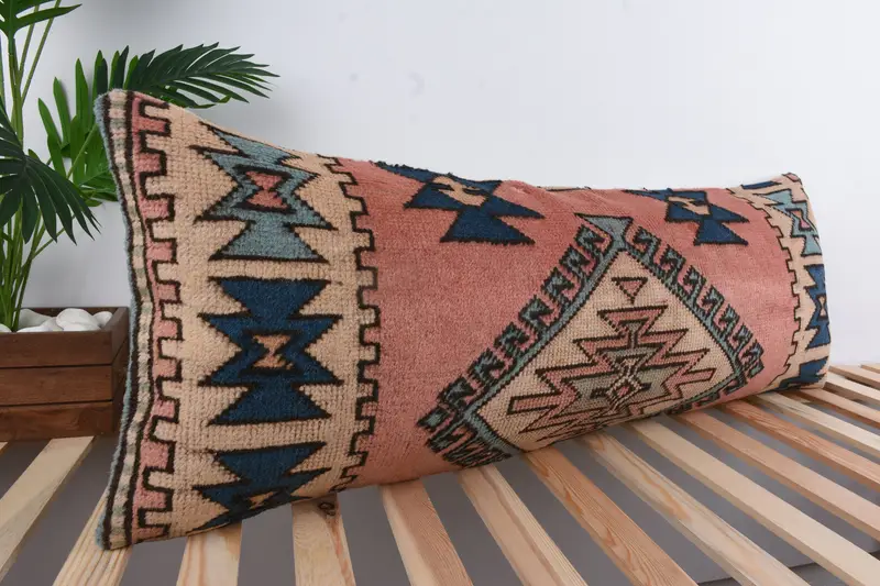 Vintage Kilim Throw Pillow, Turkish Kilim Pillow, Throw Kilim Pillow, Pillow Case, Retro Throw Cushion, Sofa Cushion, 16x43 Red Cushion Cover - 4