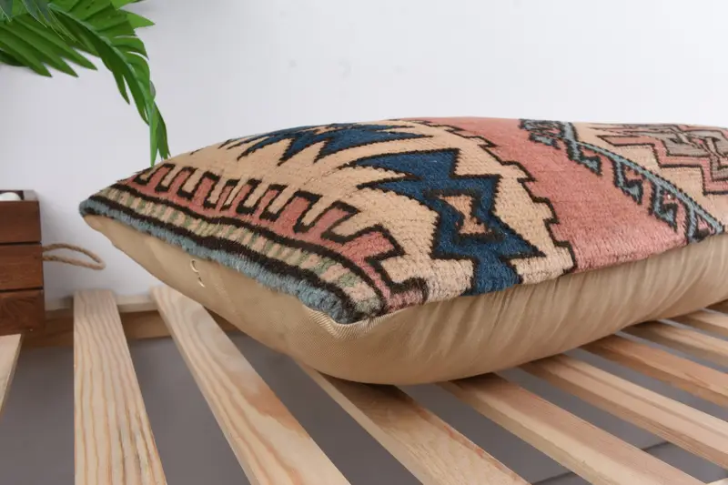 Vintage Kilim Throw Pillow, Turkish Kilim Pillow, Throw Kilim Pillow, Pillow Case, Retro Throw Cushion, Sofa Cushion, 16x43 Red Cushion Cover - 6