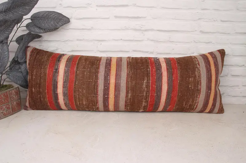12x36 Brown Cushion Cover, Cushion Cover, Kilim Pillow Cover, Outdoor Patio Pillow, Vintage Kilim Pillow, Boho Pillow, Art Deco Pillow Sham - 1