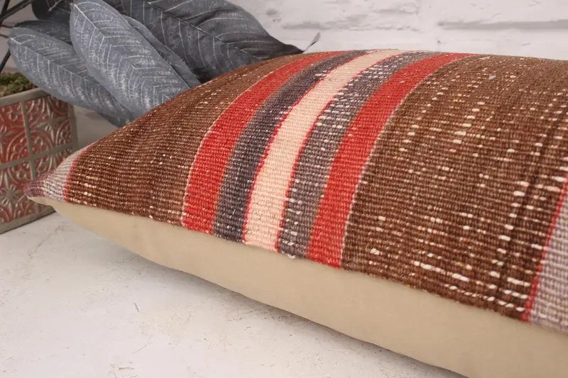 12x36 Brown Cushion Cover, Cushion Cover, Kilim Pillow Cover, Outdoor Patio Pillow, Vintage Kilim Pillow, Boho Pillow, Art Deco Pillow Sham - 6