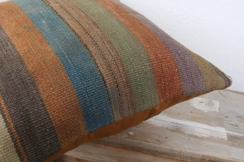 Pillow for Sofa, Boho Pillow Sham Cover, 16x16 Blue Cushion, Southwestern Cushion Cover, Vintage Kilim Throw Pillow, Pillow - 6