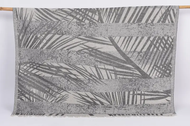 Personalized Dark Gray Floral Monogram Towel, 77x38 Inches, Organic Cotton