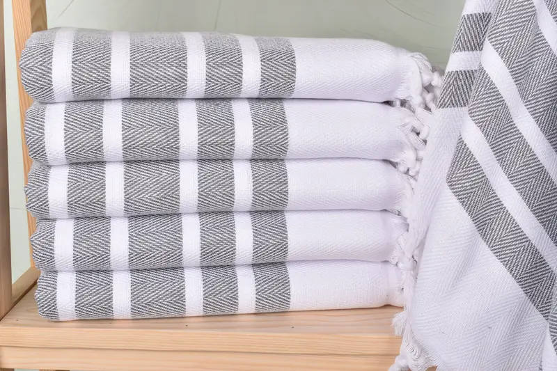 Personalized Turkish Beach Towel Dark Gray Chevron 40x71 Inches